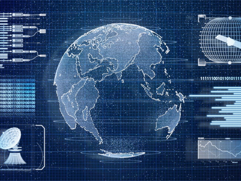 Screen Graphic of Earth and Satellites