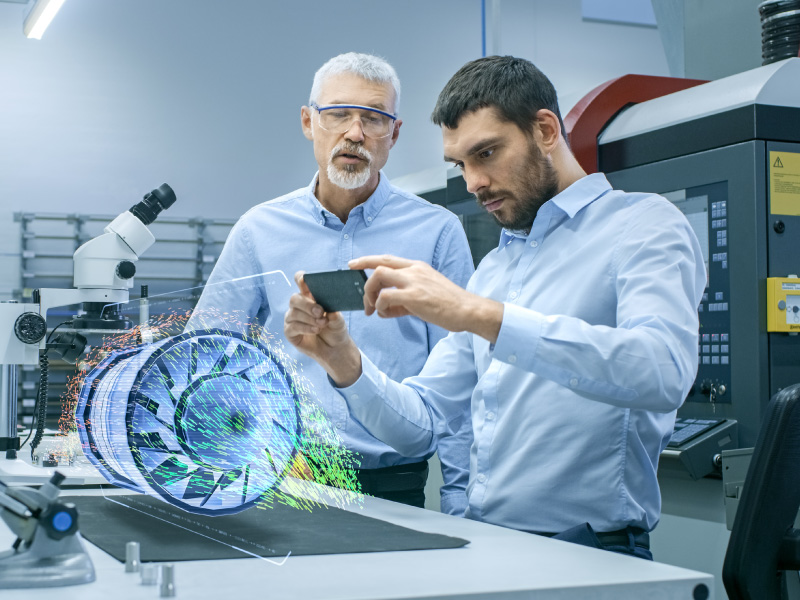 Man taking picture of hologram
