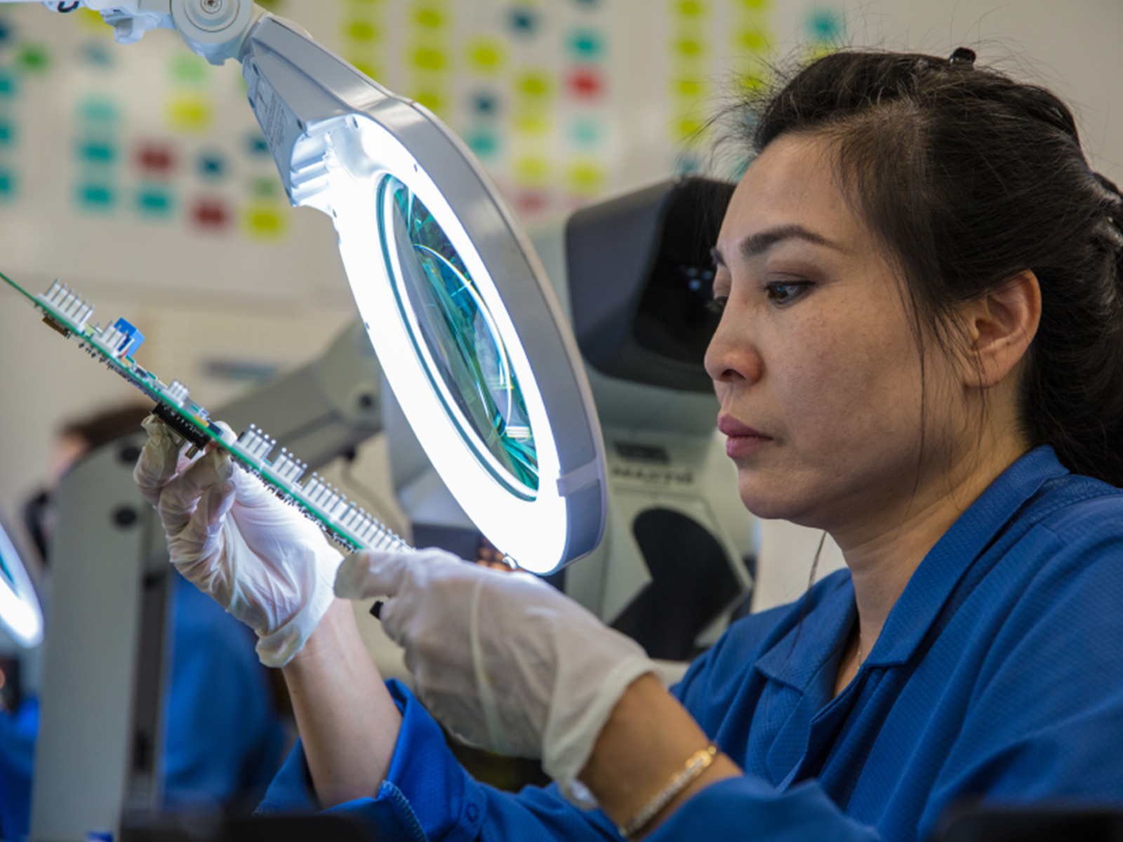 Woman Working Through Magnifying Glass